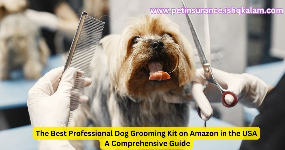 Professional dog grooming kit with various tools,